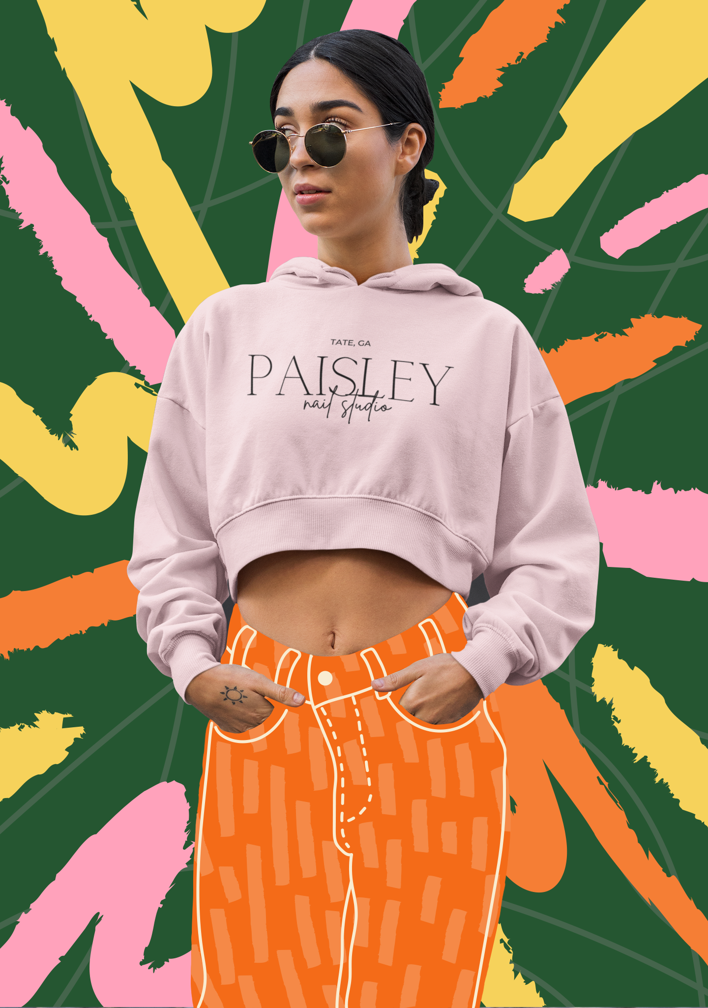 Paisley Crop Hoodie